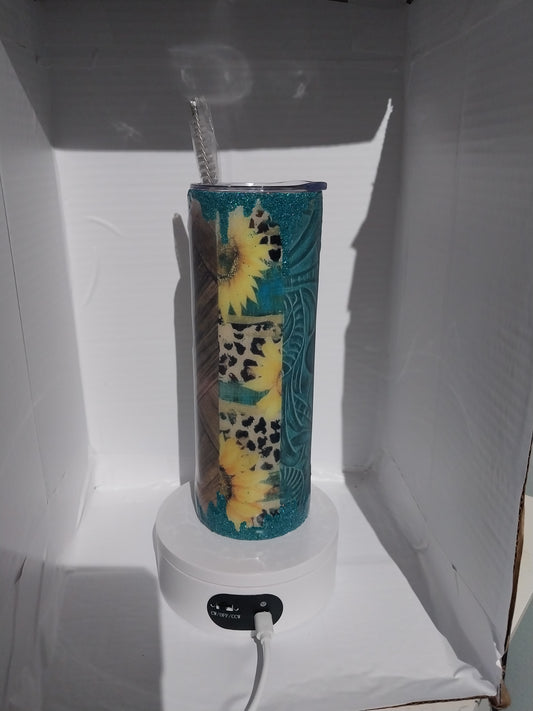 Tasse Thermique Bois et Tournesol de 20 onz. avec Epoxy