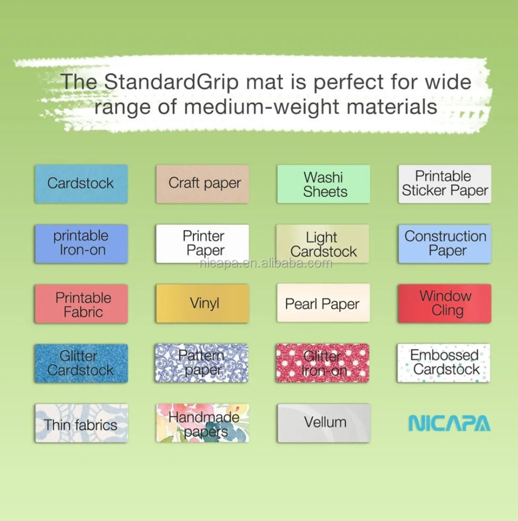 NICAPA 12X12 Standard Grip Adhesive Replacement Cutting Mat pack of 8